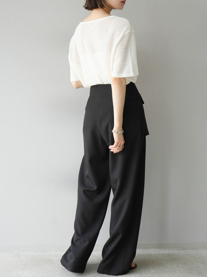 [Pre-order] Front flap slacks pants/black