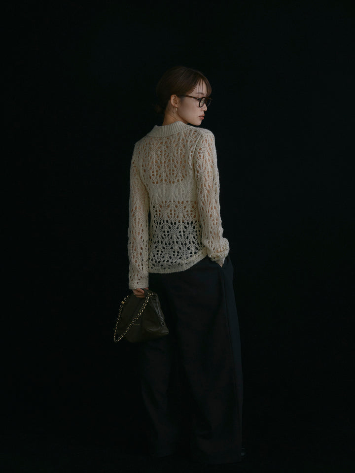 [予約]ラップデザインタックワイドパンツ/ブラック