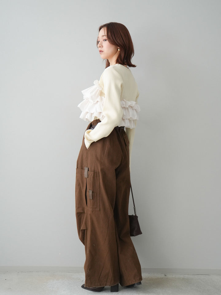 [予約]コットンタックループパンツ/brown