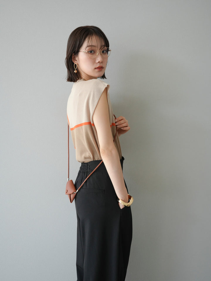 [予約]配色ノースリーブニットプルオーバー/ベージュ
