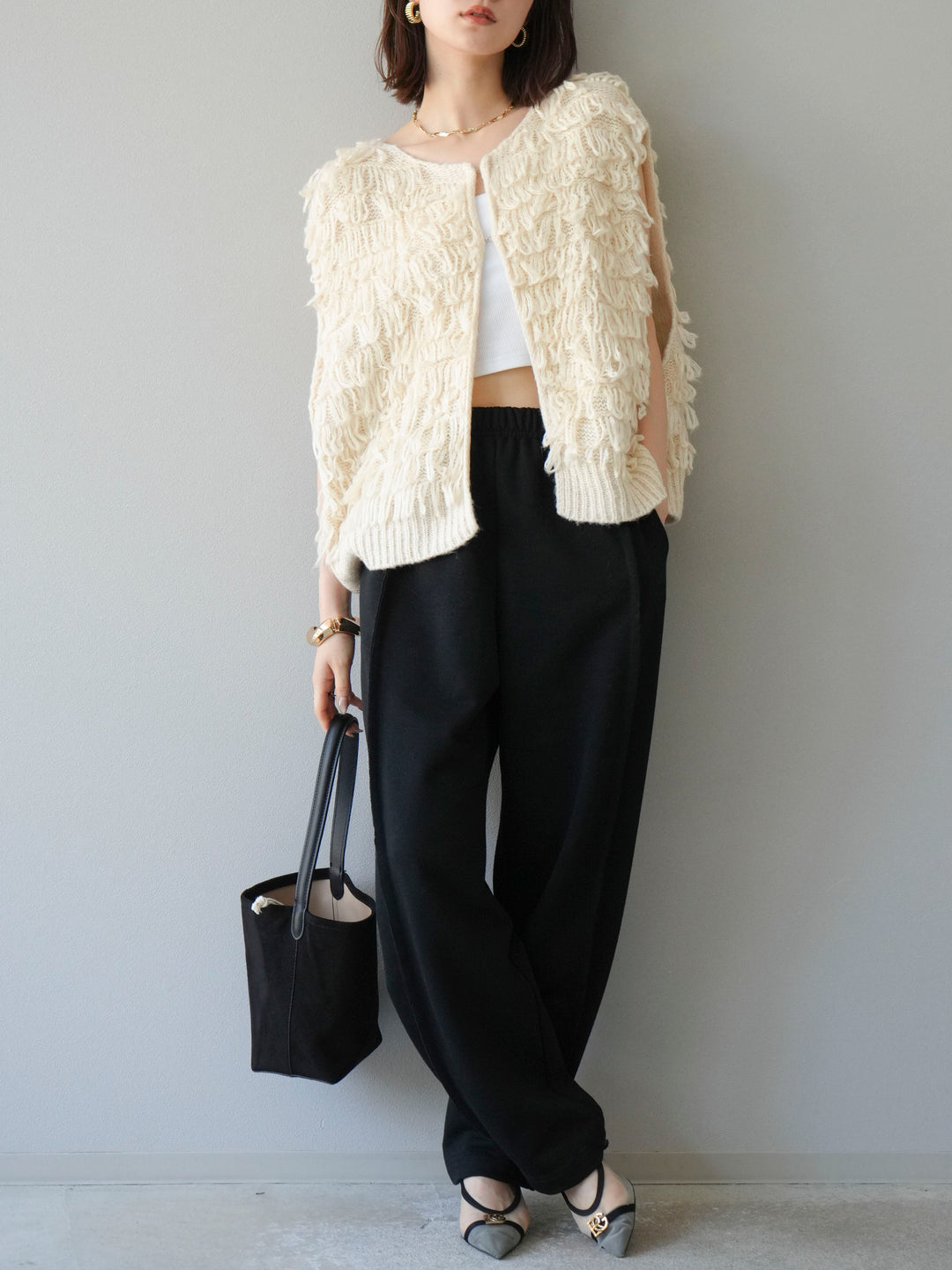 [予約]ループデザインベスト/アイボリー