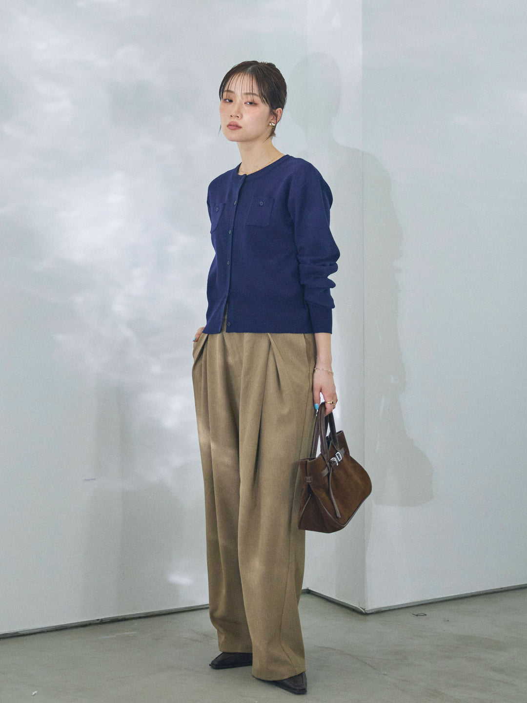 [予約]アシンメトリーウエストタックパンツ/beige