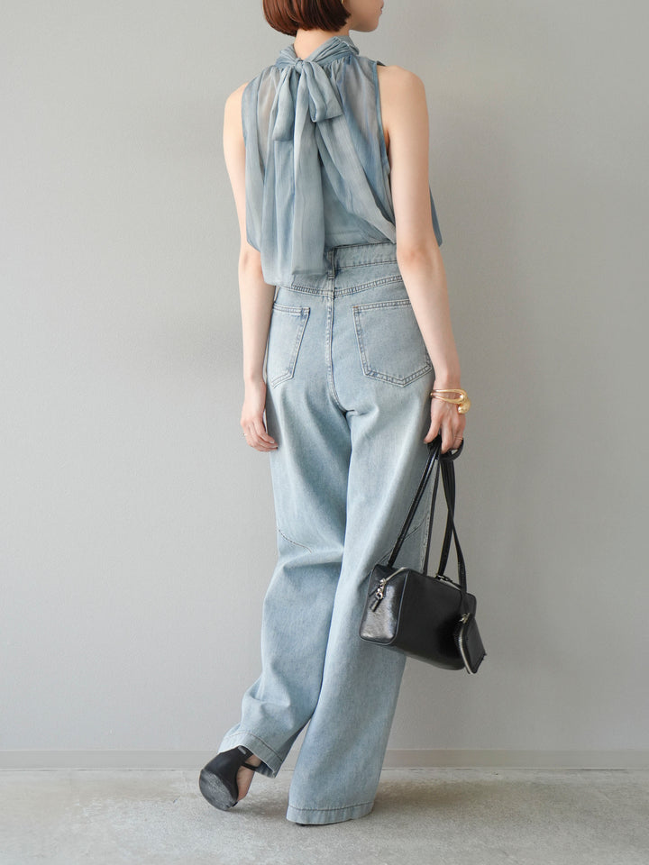 【預購】Line蕾絲牛仔褲/淺藍