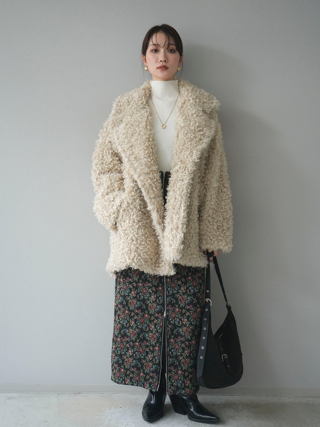 [予約]プードルファーダブルミドルコート/ivory