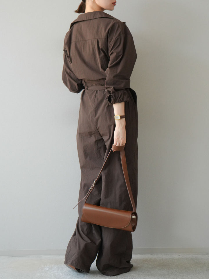 [予約]ナイロンジャンプスーツ/ブラウン