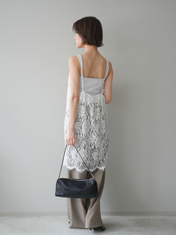 [SET]総レースチュニックキャミソール+ベルト付キーホルダーモチーフワイドパンツ(2set)
