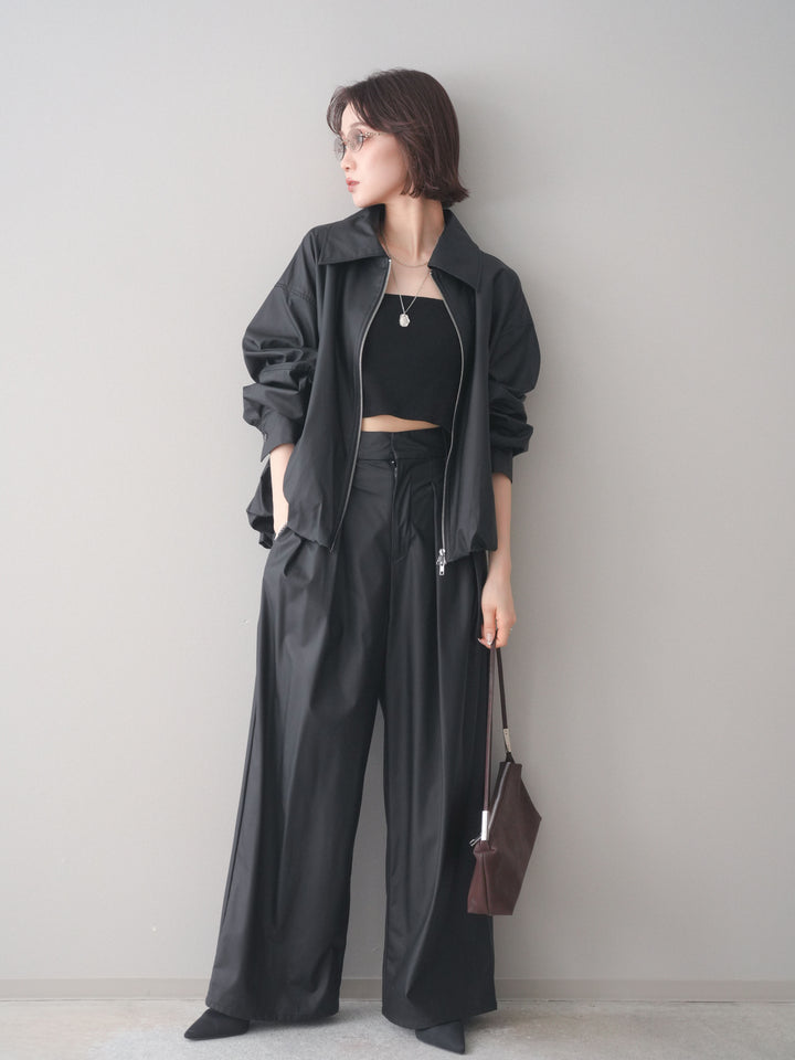 [予約]ウォッシャブルフェイクレザーバルーンジャケット/black