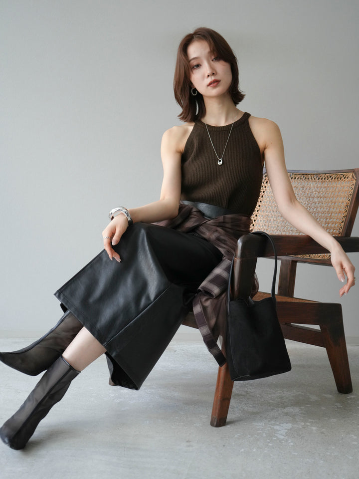 [予約]リブニットアメスリタンクトップ/カーキ