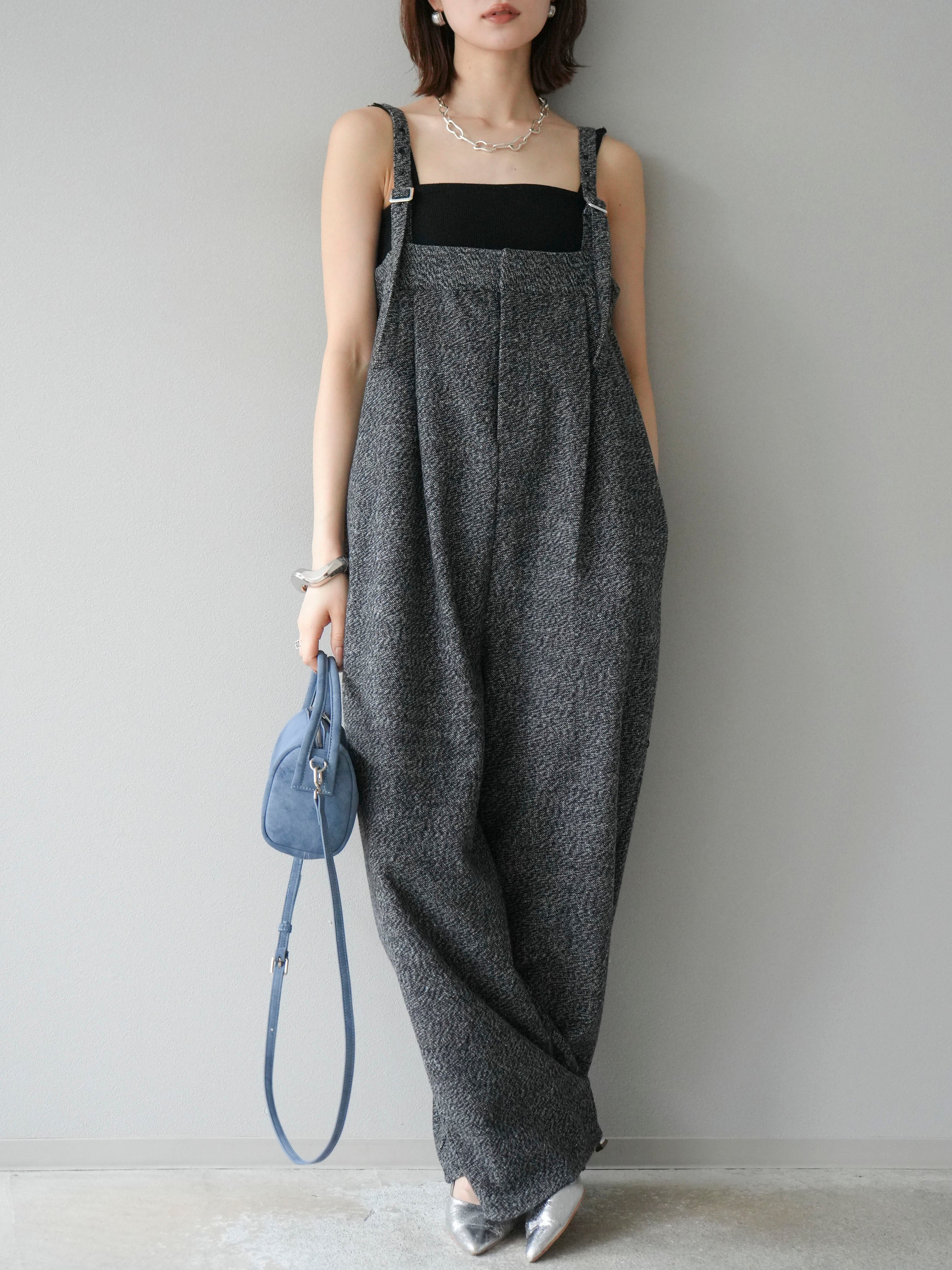 予約]ツイードベアサロペット/ブラック – Lumier