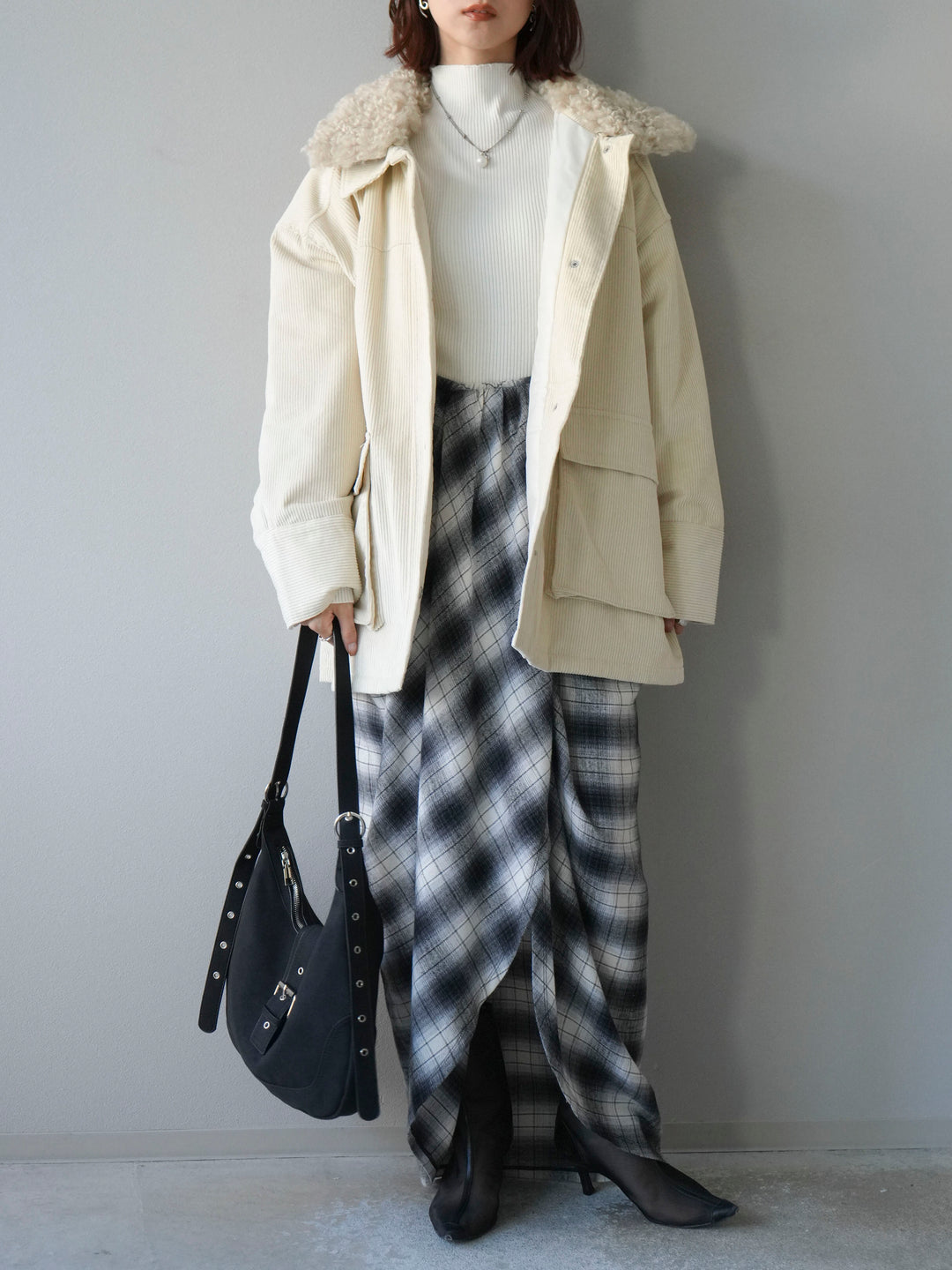 [予約]コーデュロイボア襟フライトジャケット/エクリュ