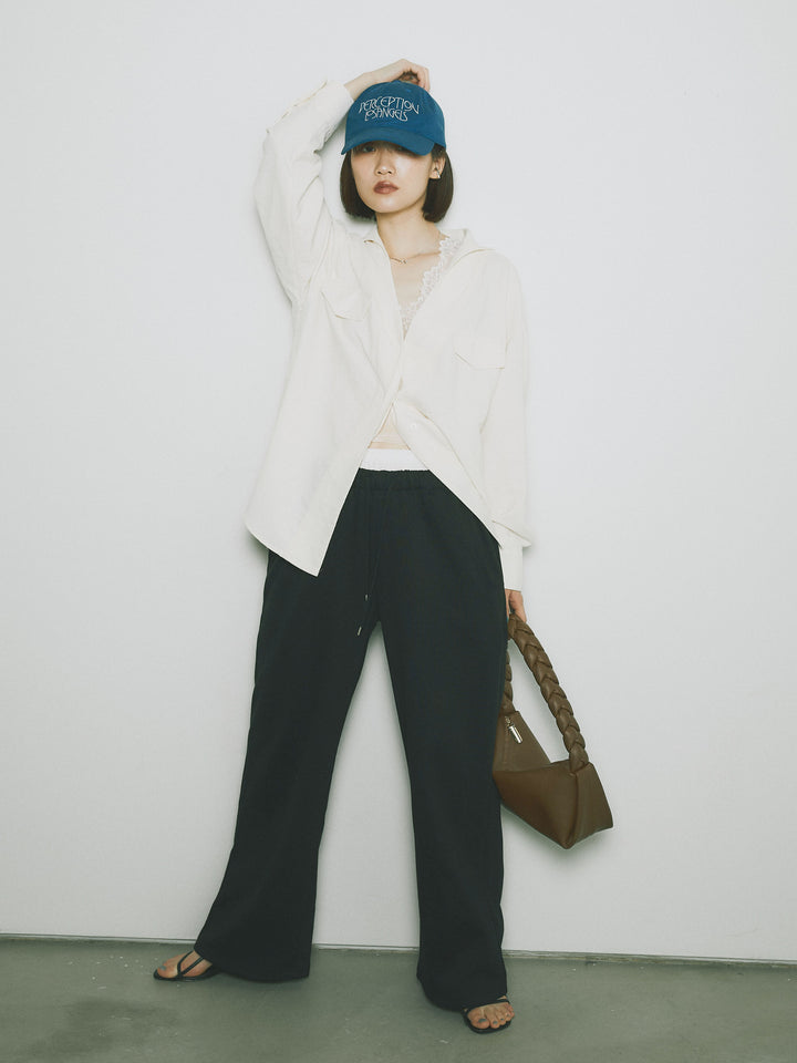 [予約]ダブルウエストスウェットパンツ/ブラック