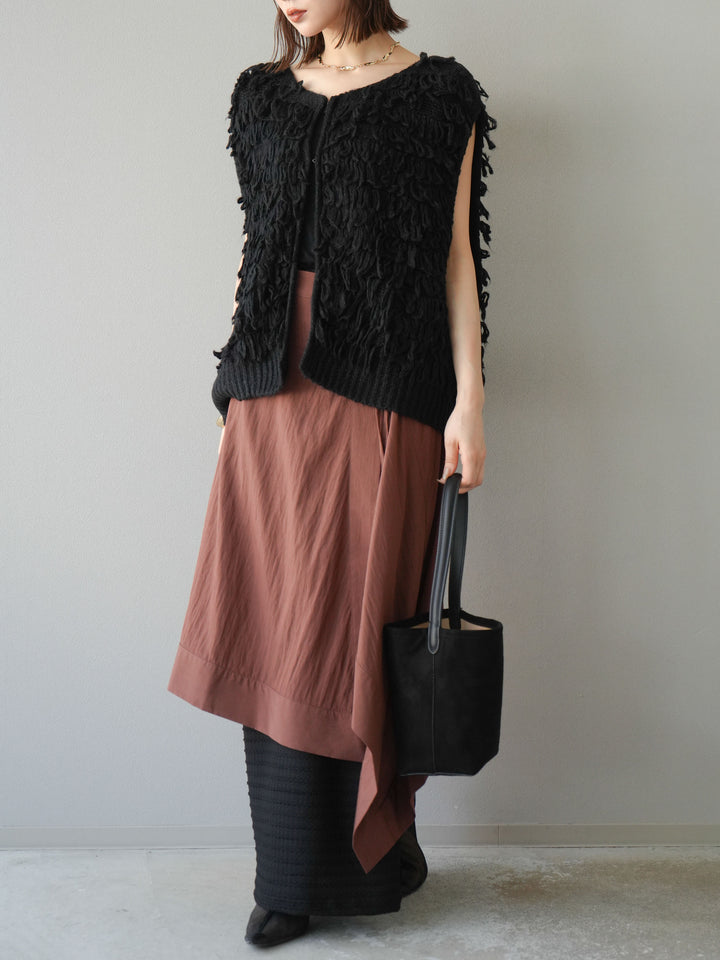 [予約]アシンメトリーレイヤードスカート/ブラウン