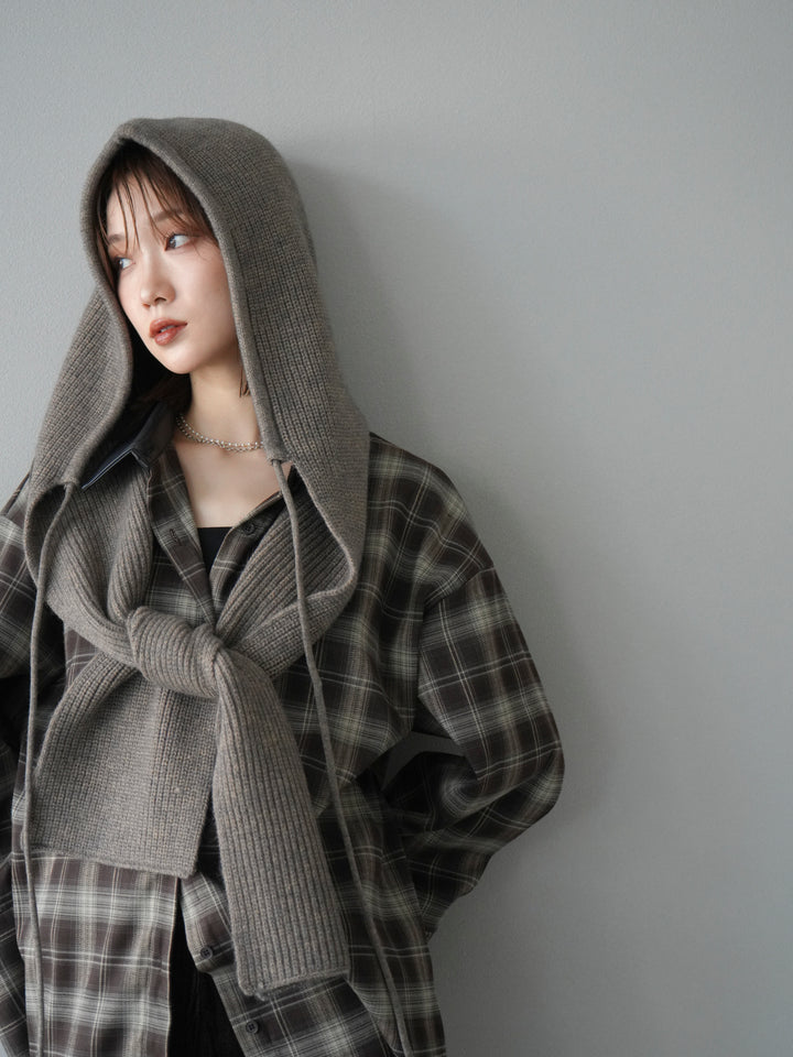 [予約]フードニットマフラー/グレージュ