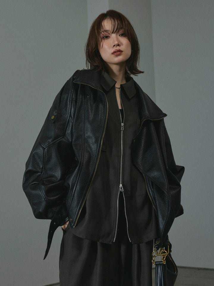 [予約]杢チェックZIPシャツジャケット/charcoal