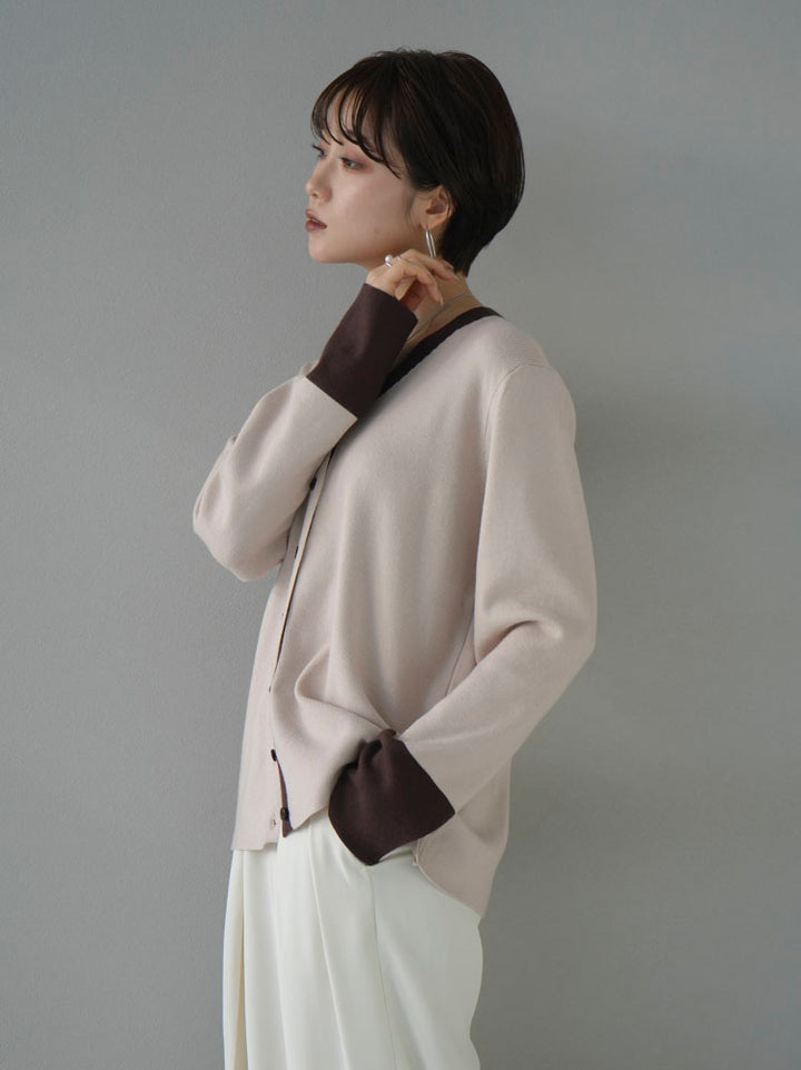 [Pre-order] Bicolor Asymmetrical Cardigan/Beige