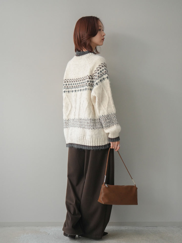 [予約]ベルト付裏起毛センターシームカーブパンツ/brown