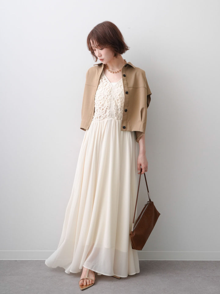 [SET]クロシェシフォンキャミワンピース+クロシェシフォンキャミワンピース(2set)