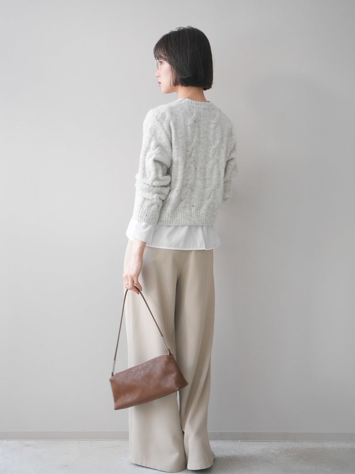 [予約]ウエストレースタックワイドパンツ/ivory