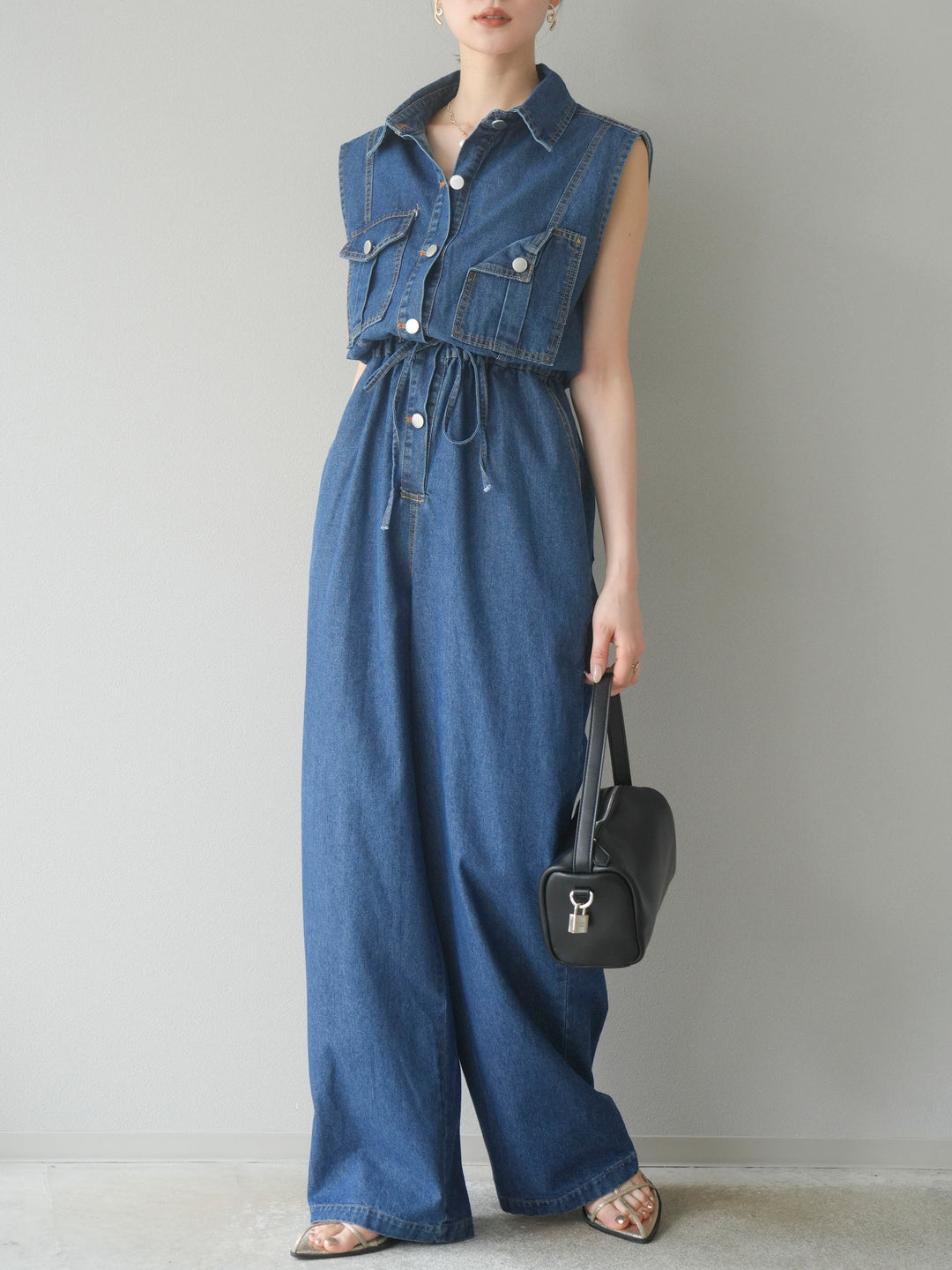 【預購】口袋設計牛仔連身衣/藍色
