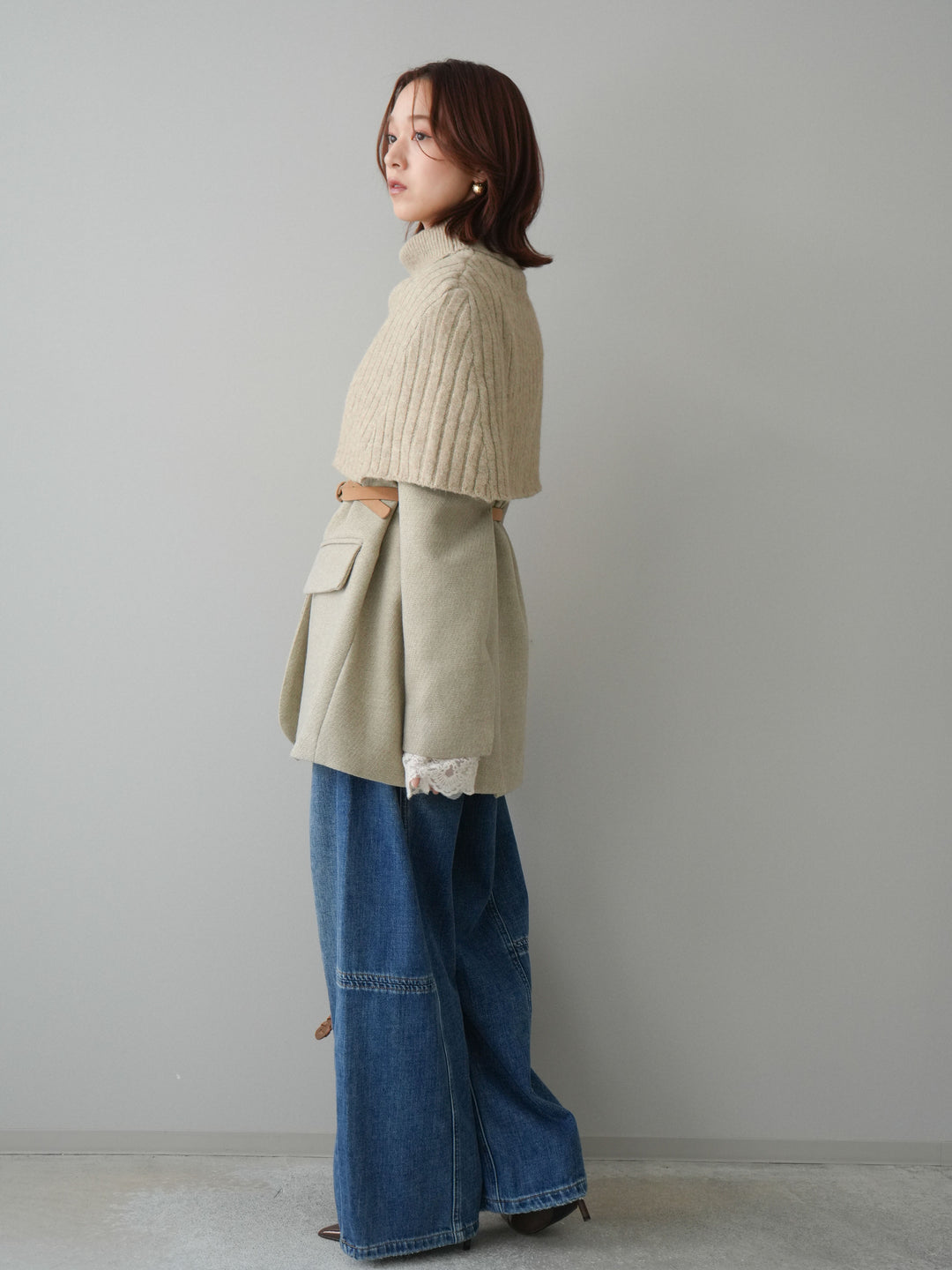 [予約]裏起毛加工デニムカーブパンツ/blue