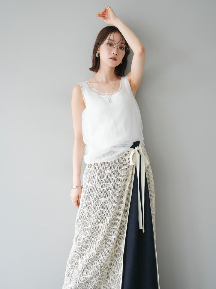 [予約]オーガンジーレイヤードタンクトップ/ホワイト