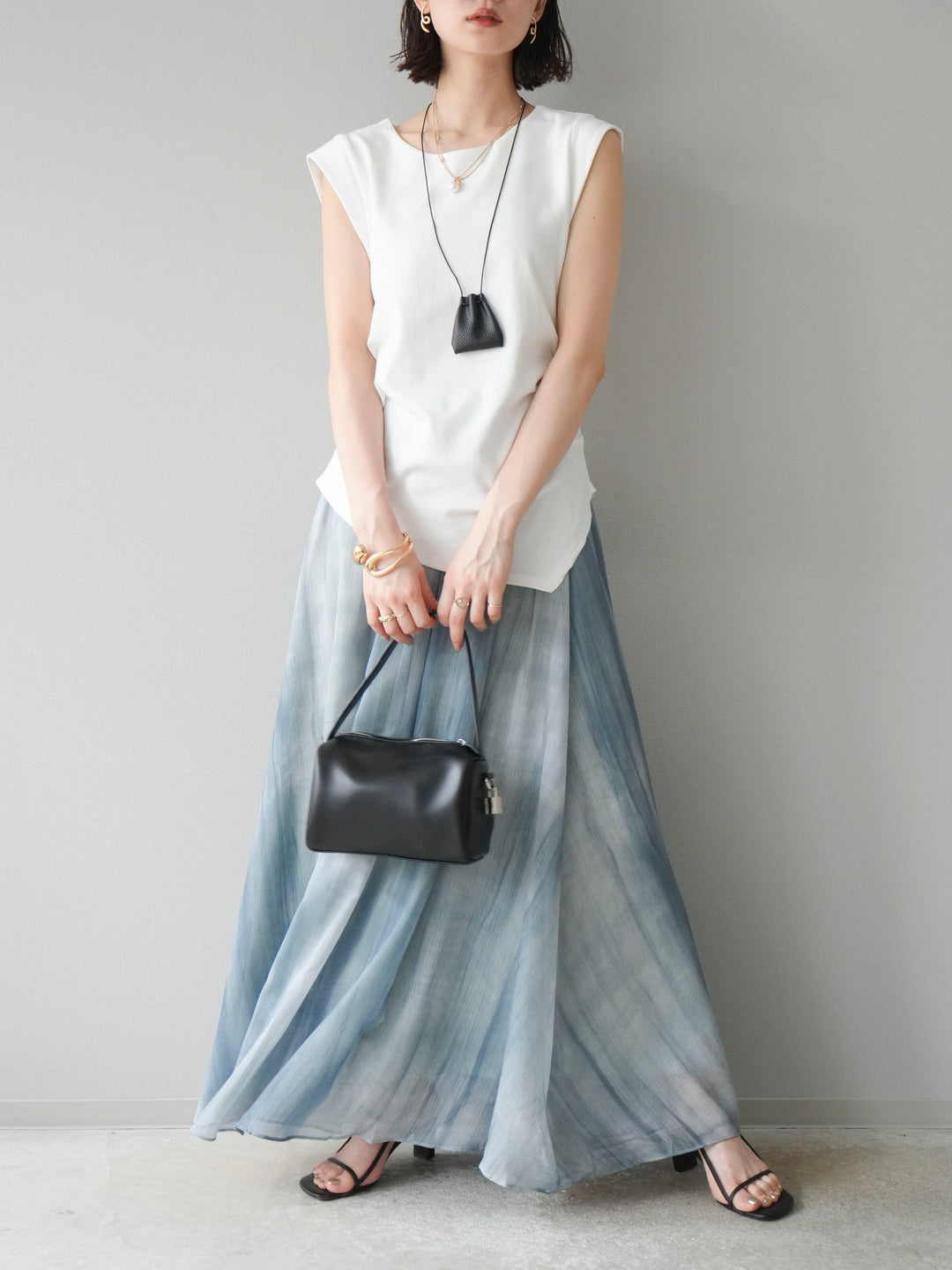 【預購】Nuance 透視喇叭裙/綠色