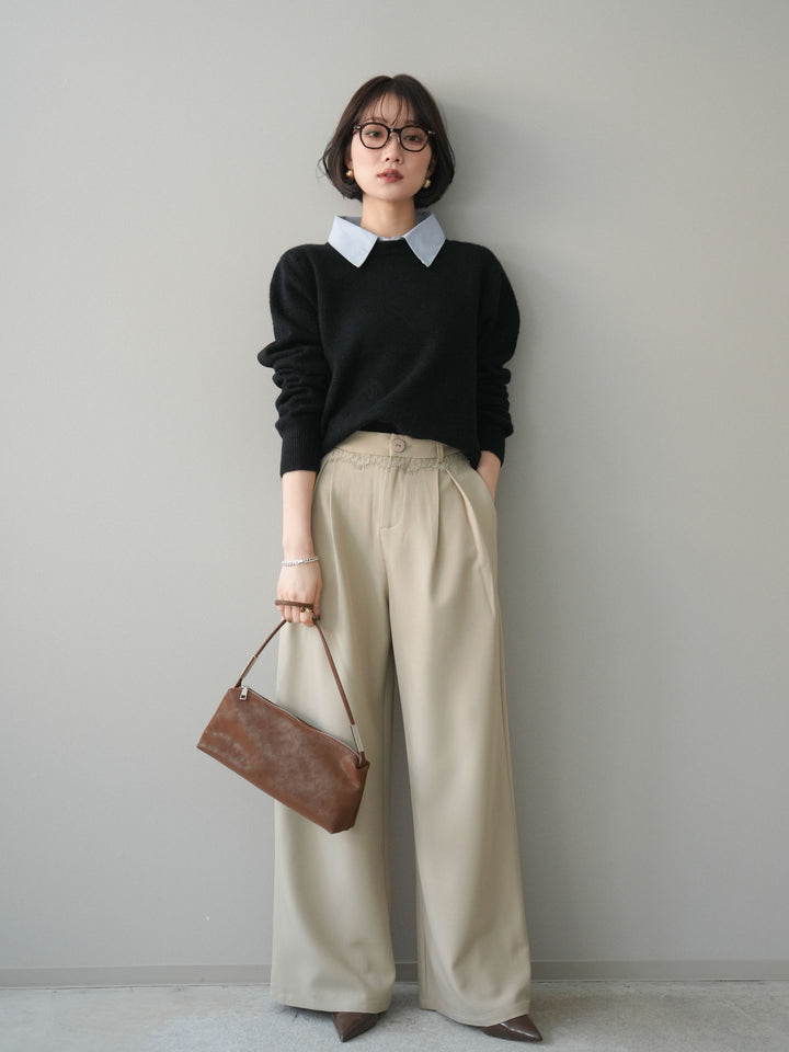 [予約]ウエストレースタックワイドパンツ/ivory