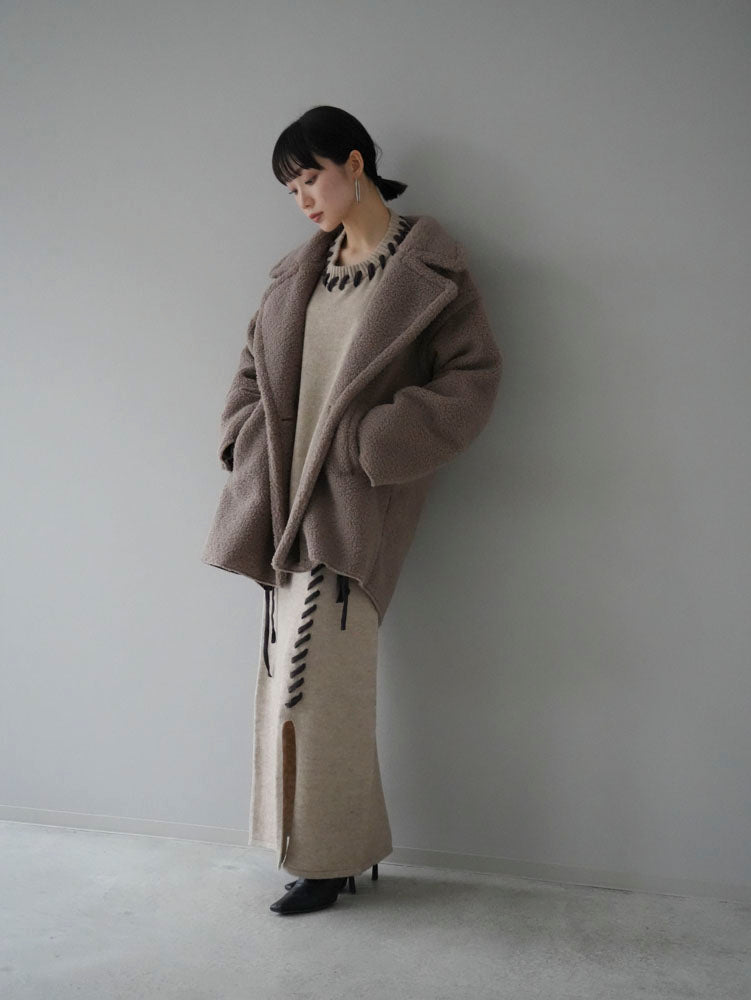 [Pre-order] Faux Mouton Boa P Coat/Mocha