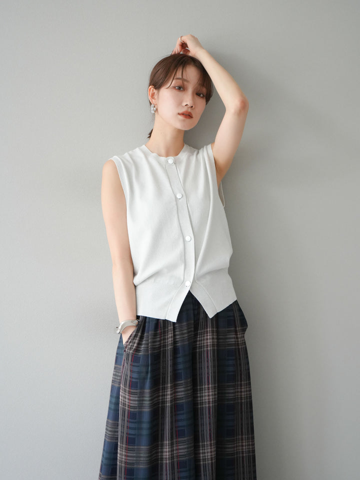 【預購】金銀線針織背心/白色