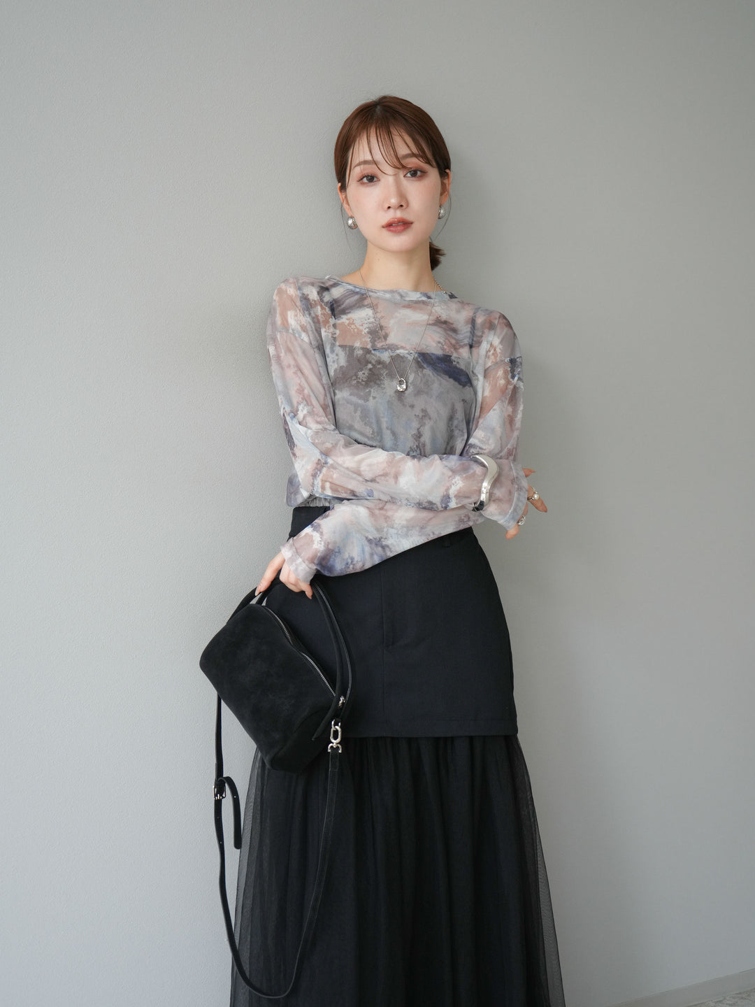 [予約]ニュアンス柄シアートップス/ブルー