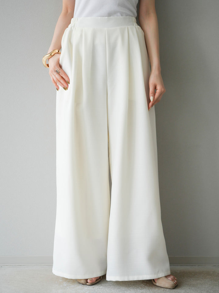 [予約]リネンライクイージーワイドパンツ/アイボリー