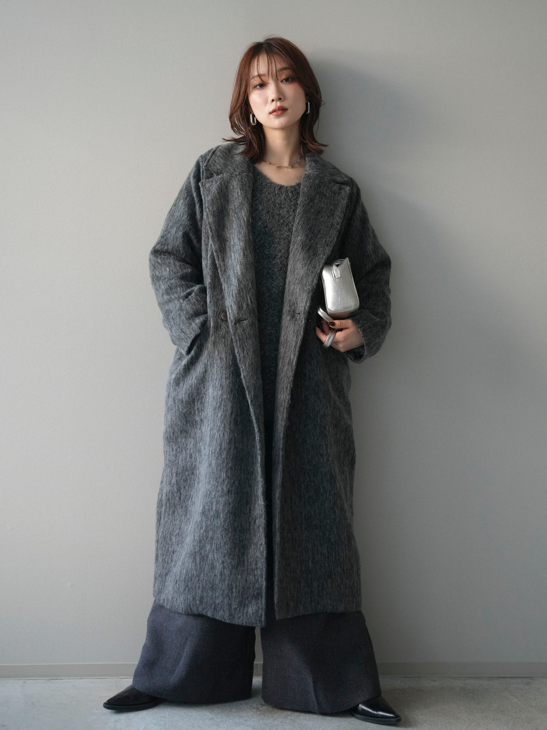 [予約]ソフトシャギーチェスターコート/charcoal