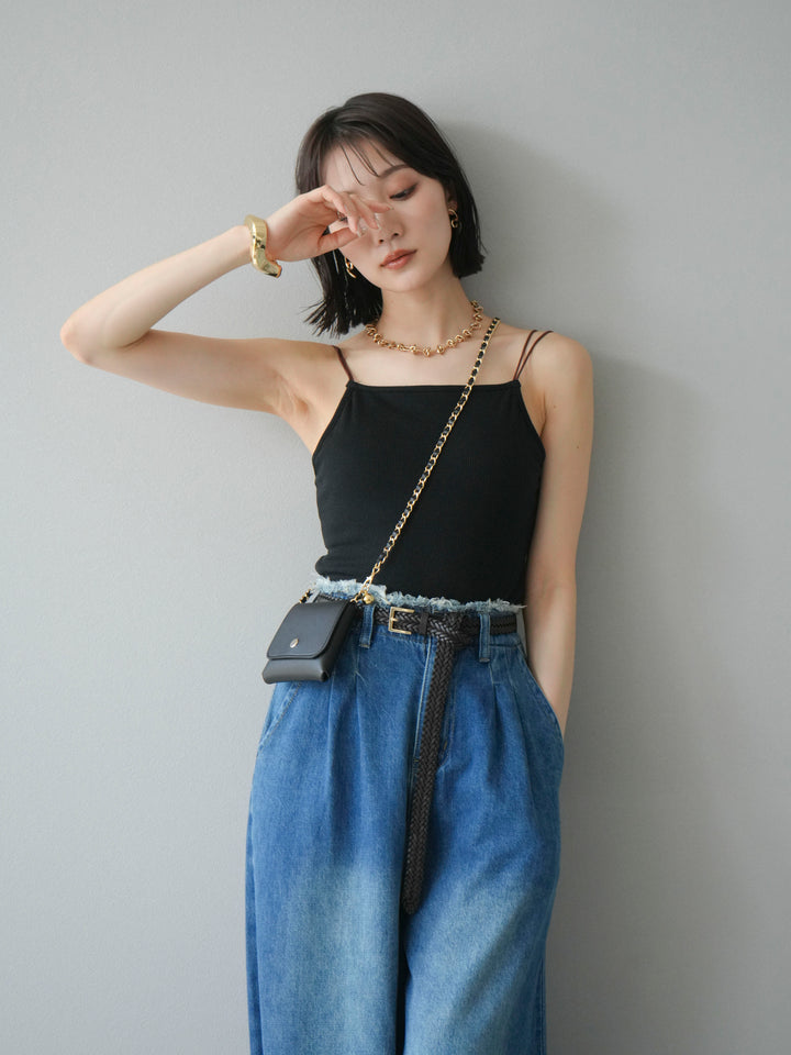 【預購】雙色吊帶罩杯背心/黑色