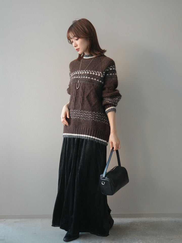 [SET]ワッシャーベロアプリーツスカート+ワッシャーベロアプリーツスカート(2set)