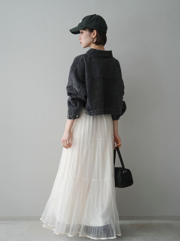 [SET]ラメプリーツレイヤードチュールロングスカート+ラメプリーツレイヤードチュールロングスカート(2set)