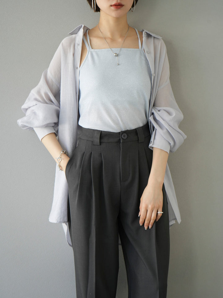 【預訂】捲袖透明套衫/淺灰色