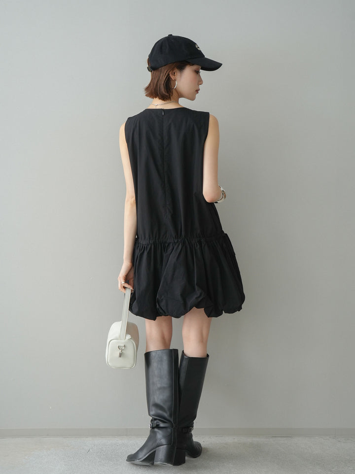 [予約]ノースリバルーンミニワンピース/black