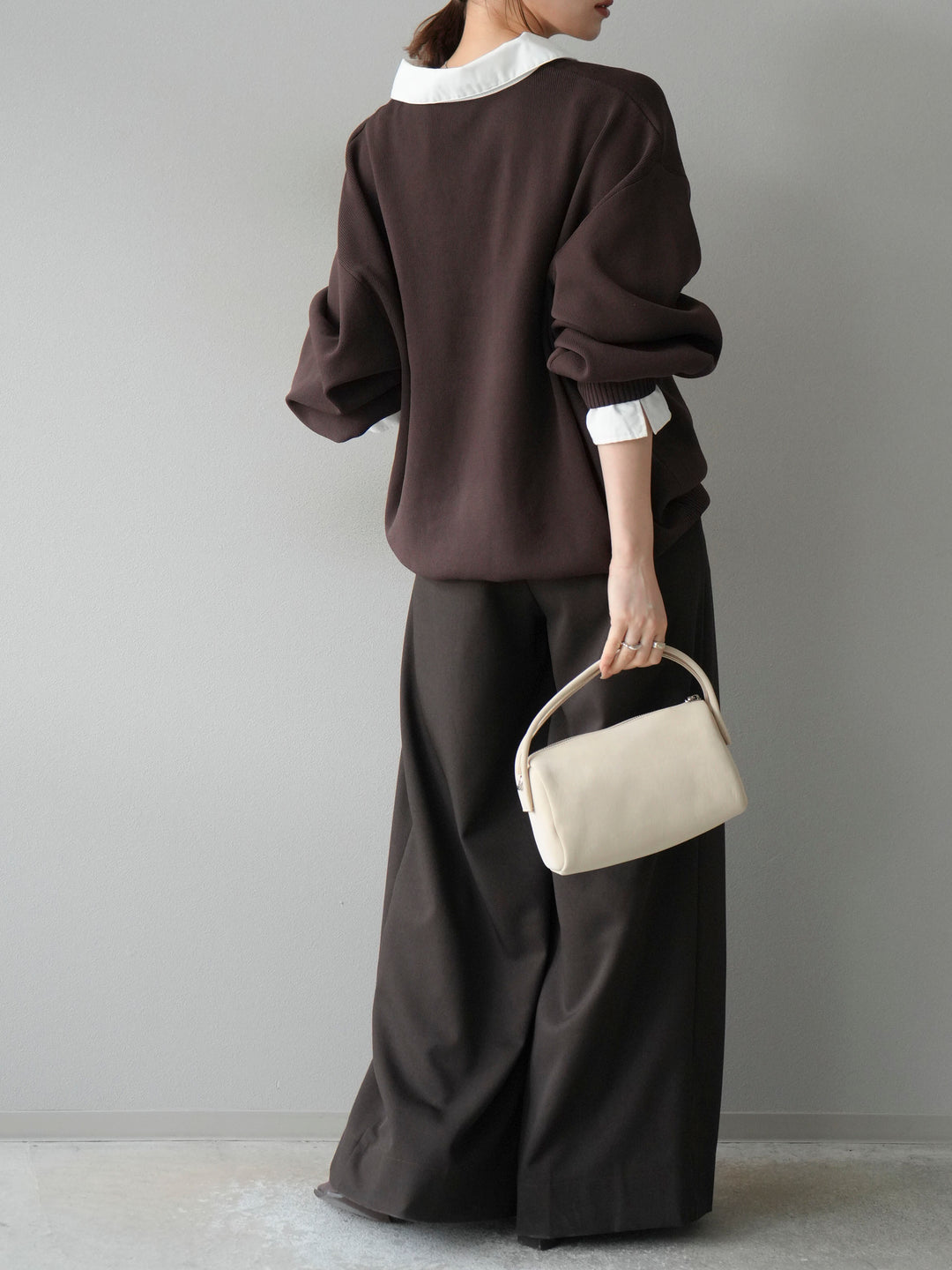 【SET】翻領polo針織套衫+雙褶闊腿褲（2件組）