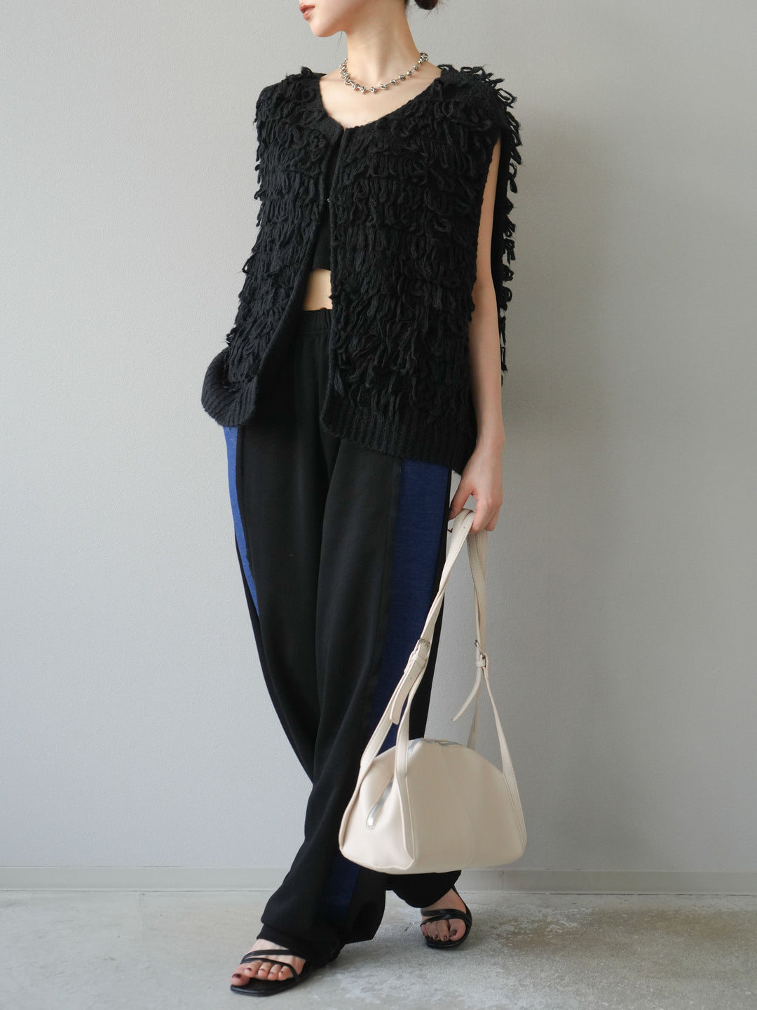 [予約]デニム切替2WAYデザインスウェットパンツ/ブラック