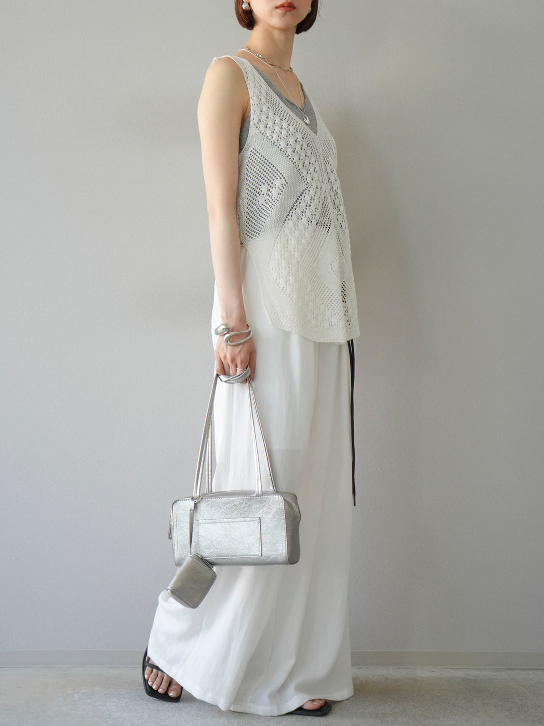 [予約]ロープデザインベルトリネンタッチワイドパンツ/オフ