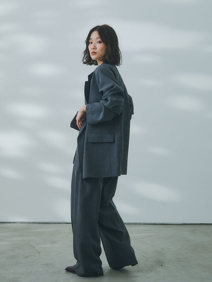 【Allure】[SET]杢調ライトテーラードジャケット+杢調ライトストレートパンツ(2set)