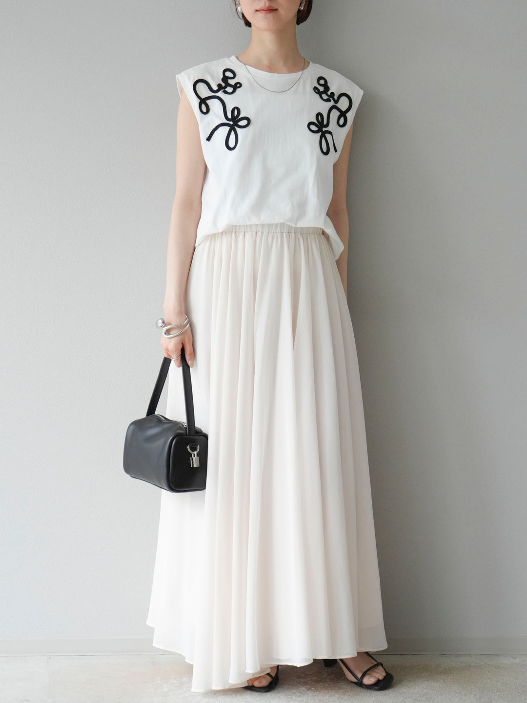 [予約]シフォンフレアスカート/アイボリー
