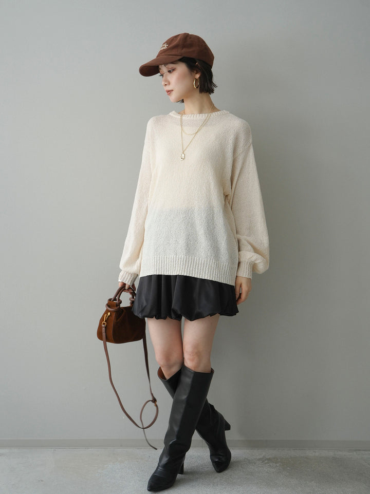 [予約]サテンバルーンミニスカート/black