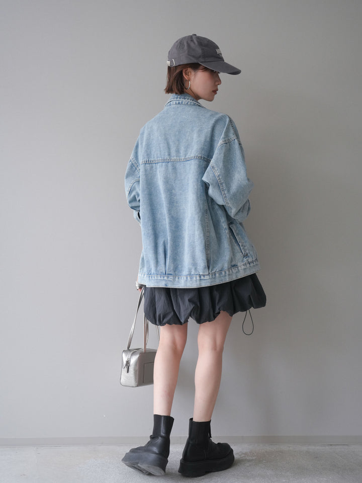 [予約]ドロストバルーンミニワンピース/charcoal