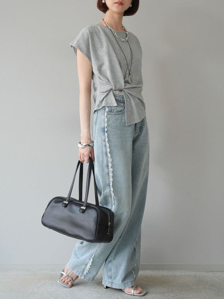 【預購】Line蕾絲牛仔褲/淺藍