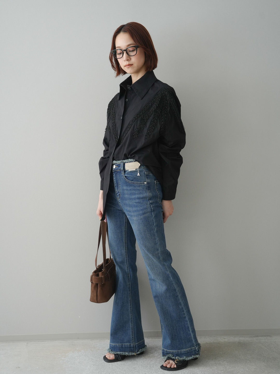 [予約]フリンジデザインセミフレアデニム/blue