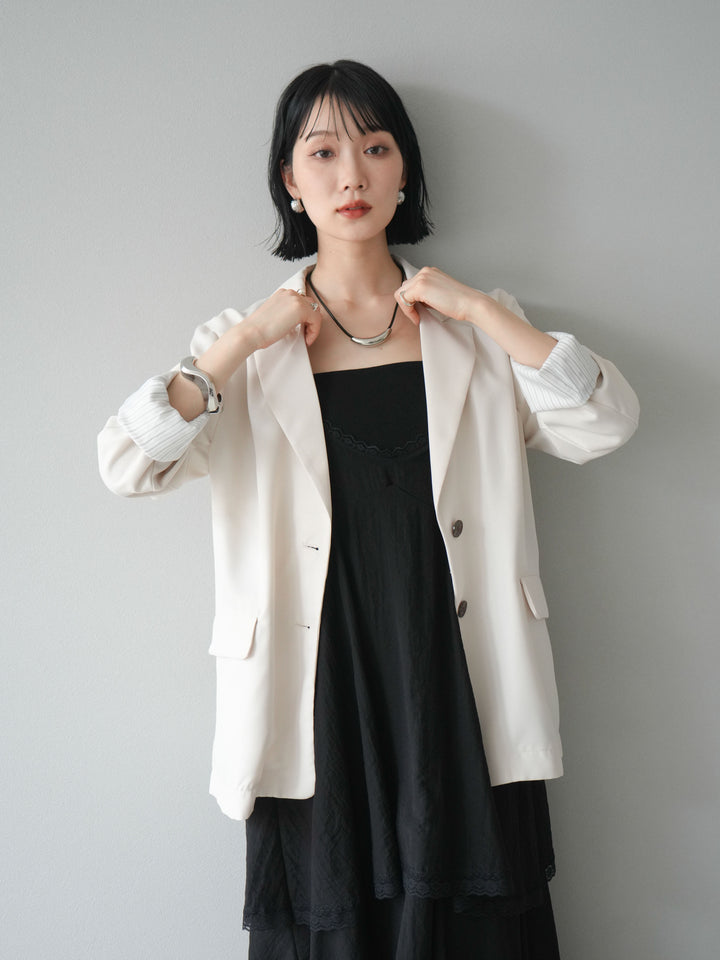 [予約]リネンタッチテーラードジャケット/アイボリー