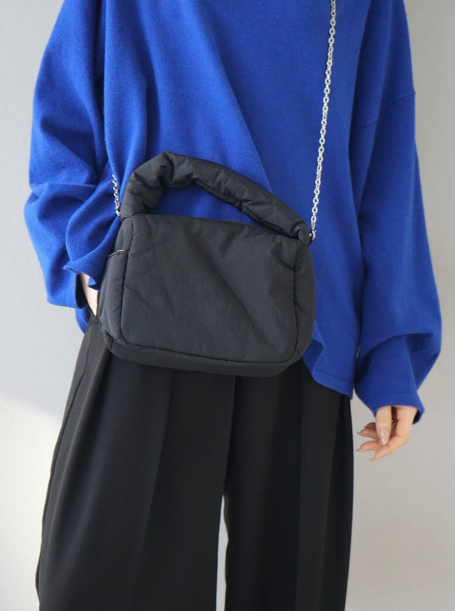 [Pre-order] Nylon chain shoulder bag/Black