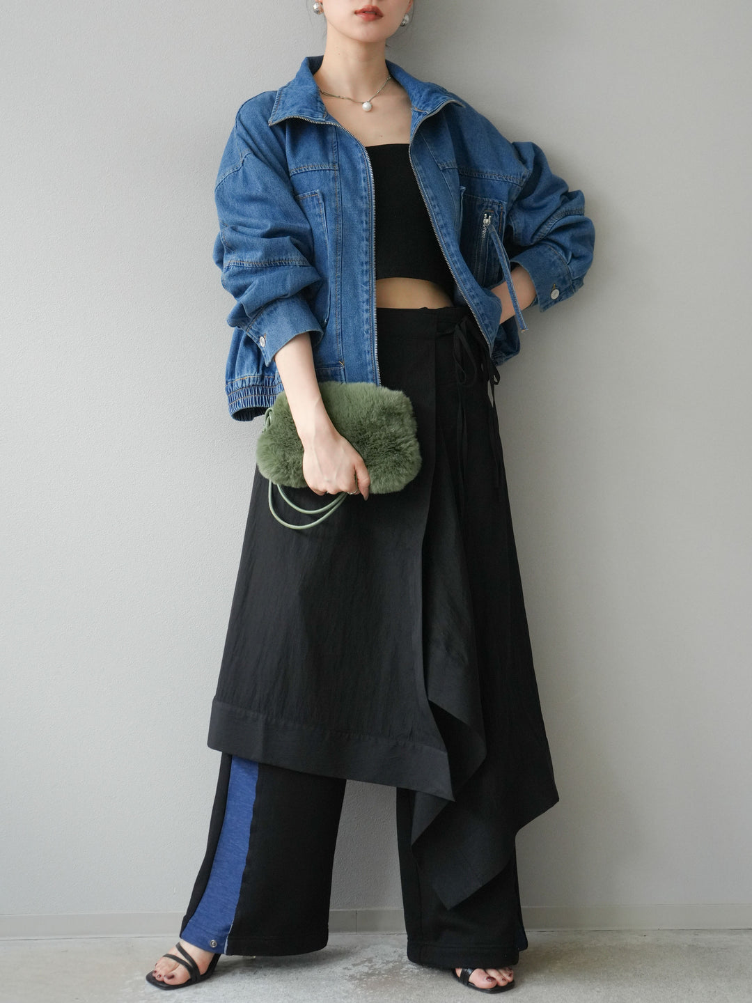 [予約]ZIPポケットデニムショートブルゾン/ブルー