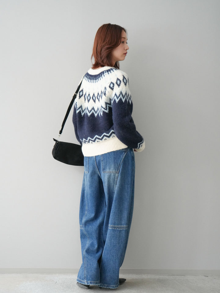 [予約]裏起毛加工デニムカーブパンツ/blue